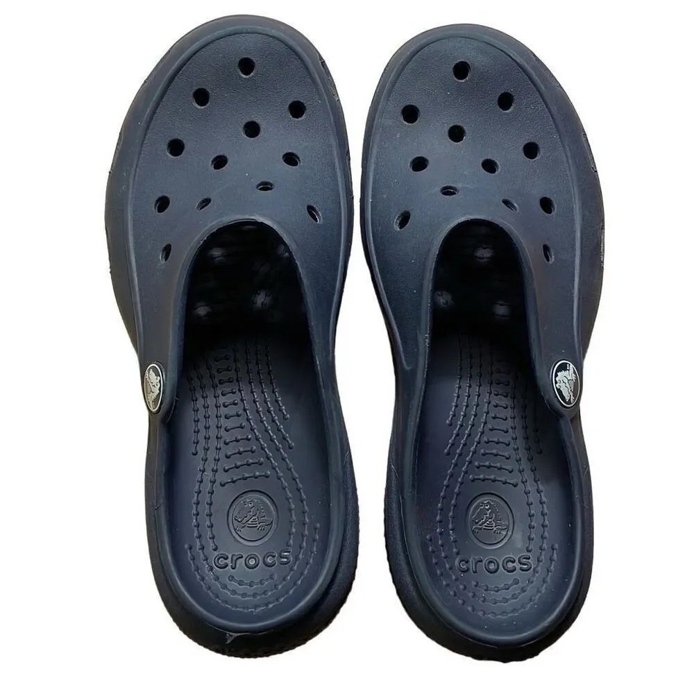 EUC Navy Blue Crocs Feminine Non-Clunky Slip On Clogs - Size W5/J2 - Rare Style!
